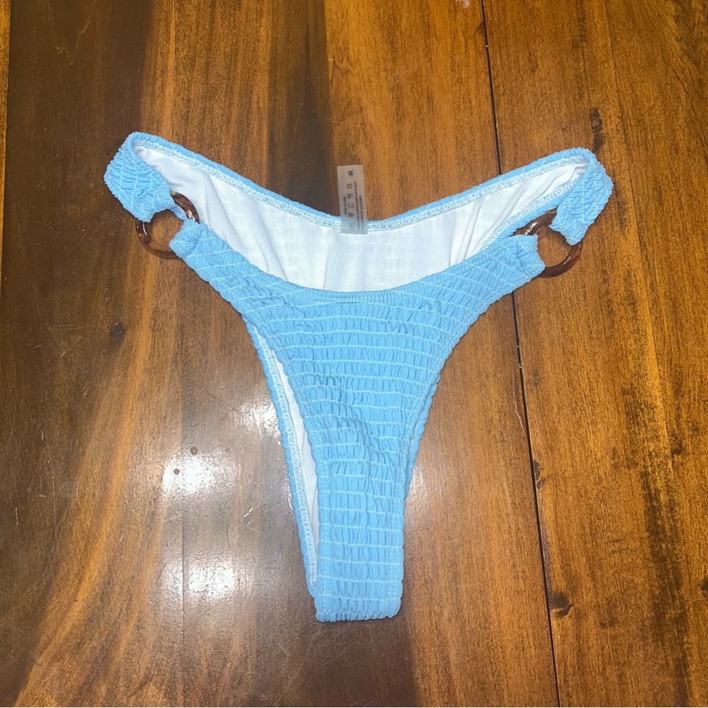 Blue Textured Bikini Bottom